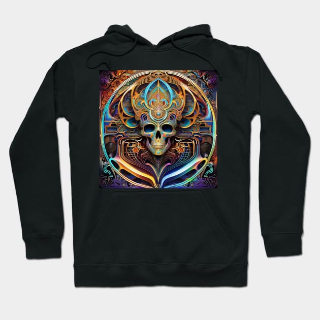 Cosmic Psychedelic Skull - Trippy Patterns 157 Hoodie by Benito Del Ray